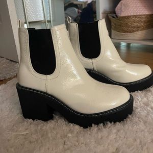 Faux Leather Patent Platform Chelsea Boots